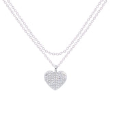 Asfour Crystal Chain Necklace With Heart Pendant In 925 Sterling Silver-ND0400